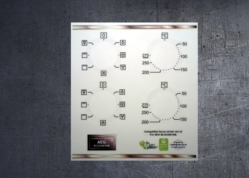 (image for) AEG BCX33501KB Compatible fascia sticker set x2. - Click Image to Close